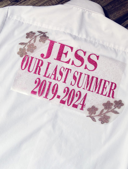 DIY Personalised Leavers Shirt Iron On Transfer / School Leavers 2024 / MAMMA MIA! Leavers Shirts / Any Colour / Different Sizes