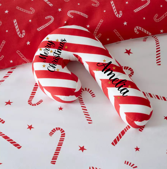 Personalised Candy Cane Cushion Pillow | First Christmas Gift | Christmas Décor