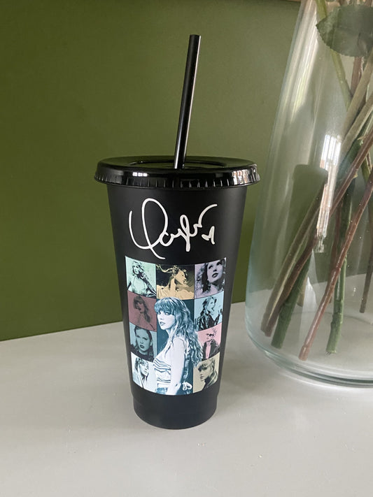 Taylor Swift 24oz Black Cold Cup with Lid and Straw