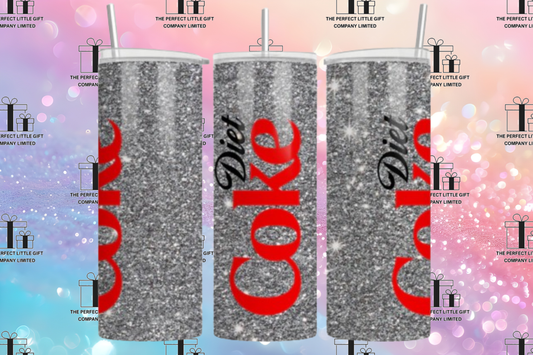 Glitter Diet Coke Inspired 20oz Stainless Steel Tumbler - With Straw And Lid - Metal and Plastic Straw