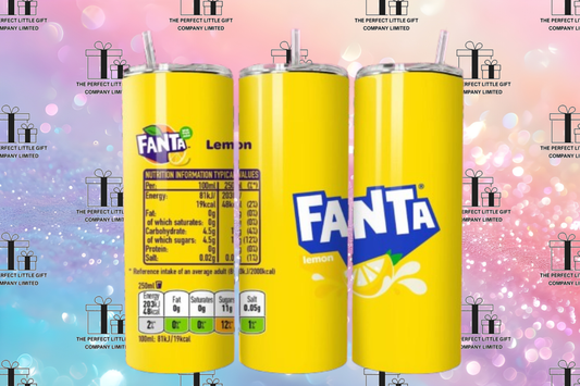 Fanta Lemon Inspired 20oz Stainless Steel Tumbler  - With Straw And Lid - Metal and Plastic Straw