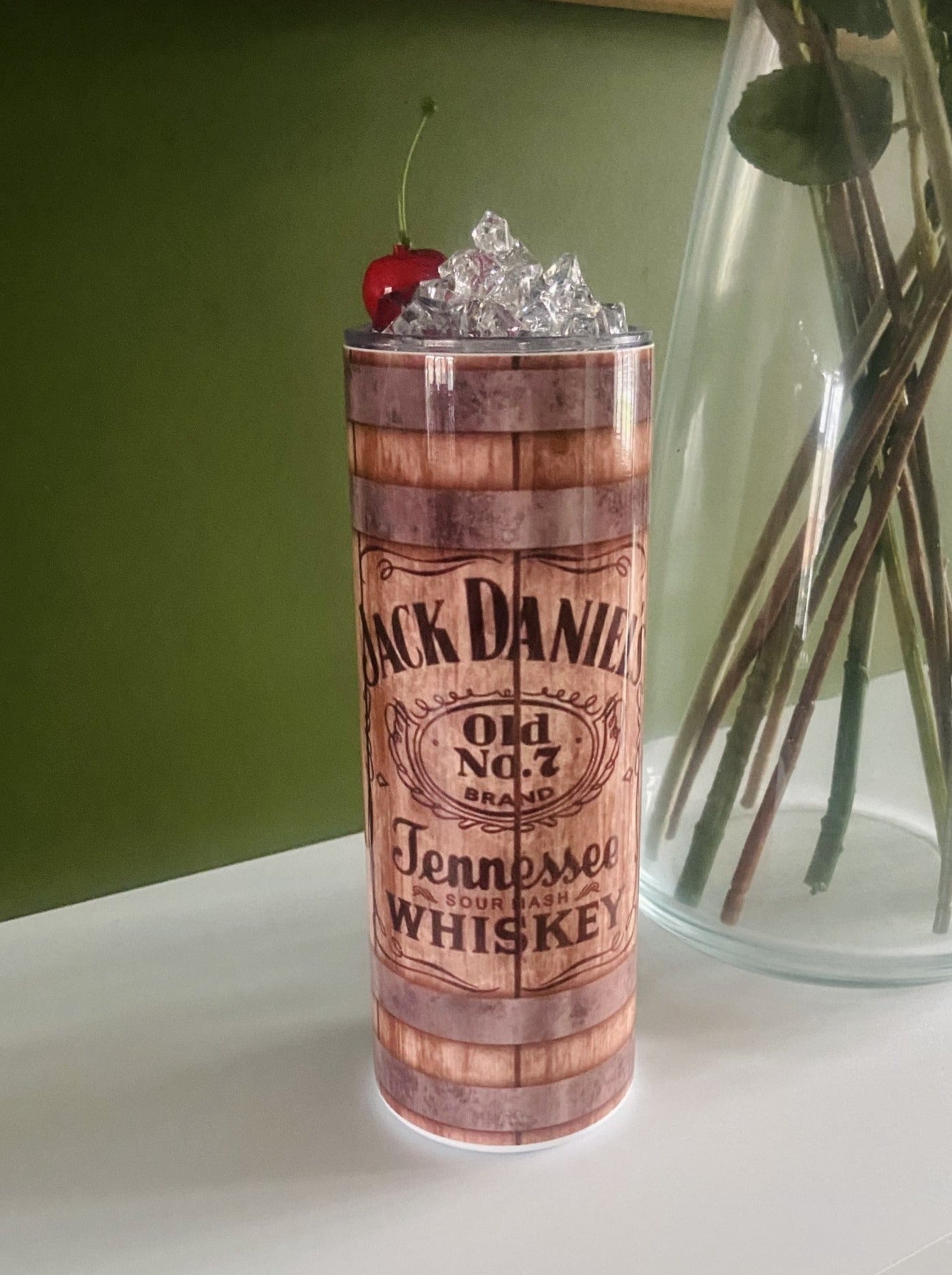 Jack Daniels Inspired 20oz Stainless Steel Tumbler - With Straw And Lid