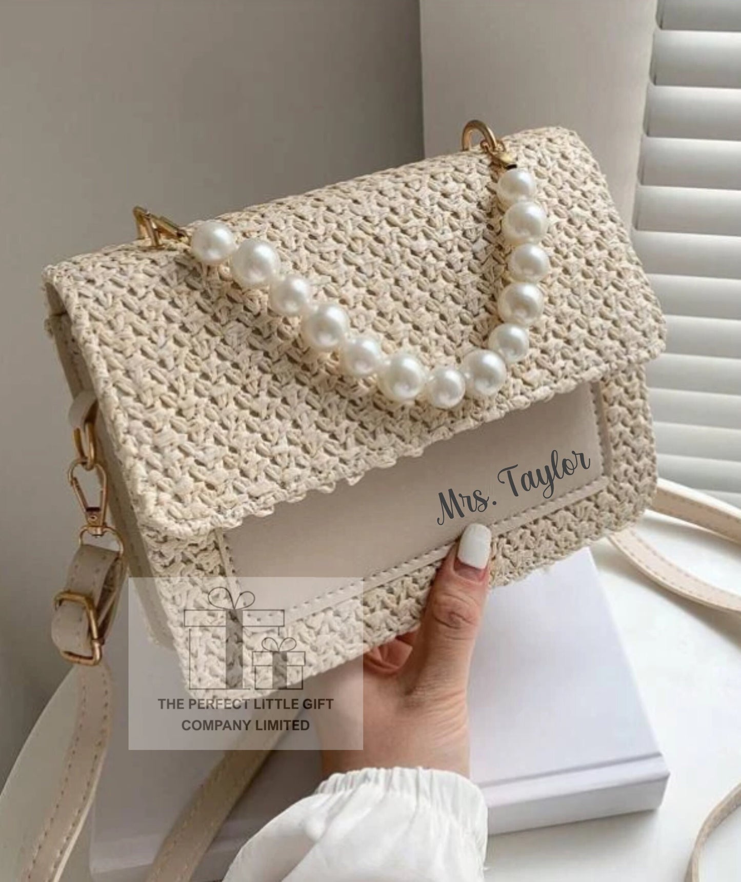 Personalised Initials Pearl Woven Bridal Bag Wedding Accessory