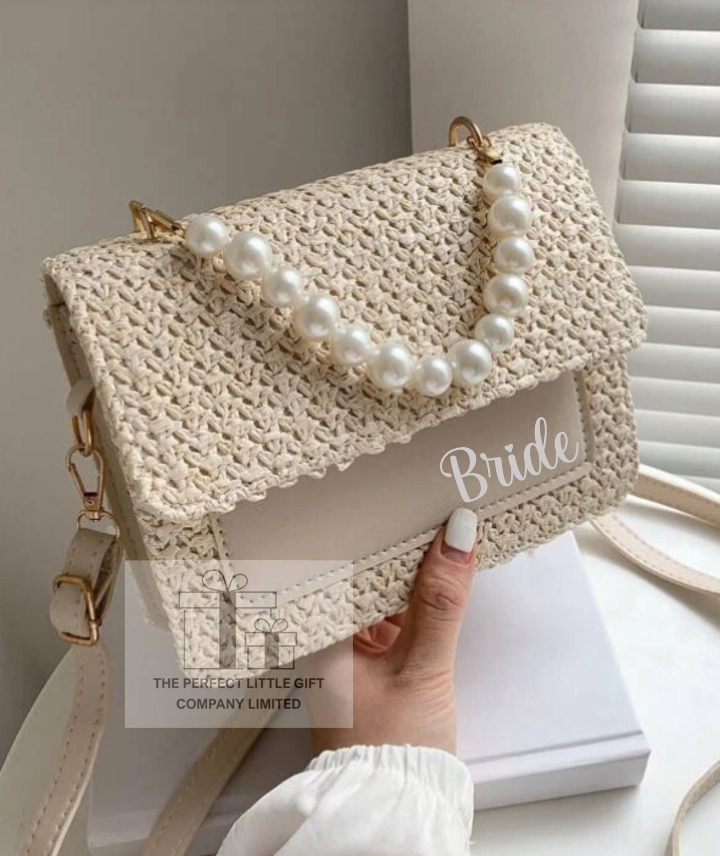 Personalised Initials Pearl Woven Bridal Bag Wedding Accessory