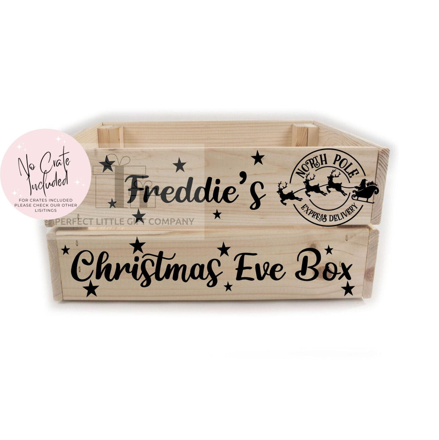 Christmas Eve Box Crate Decal Vinyl Only in Grey