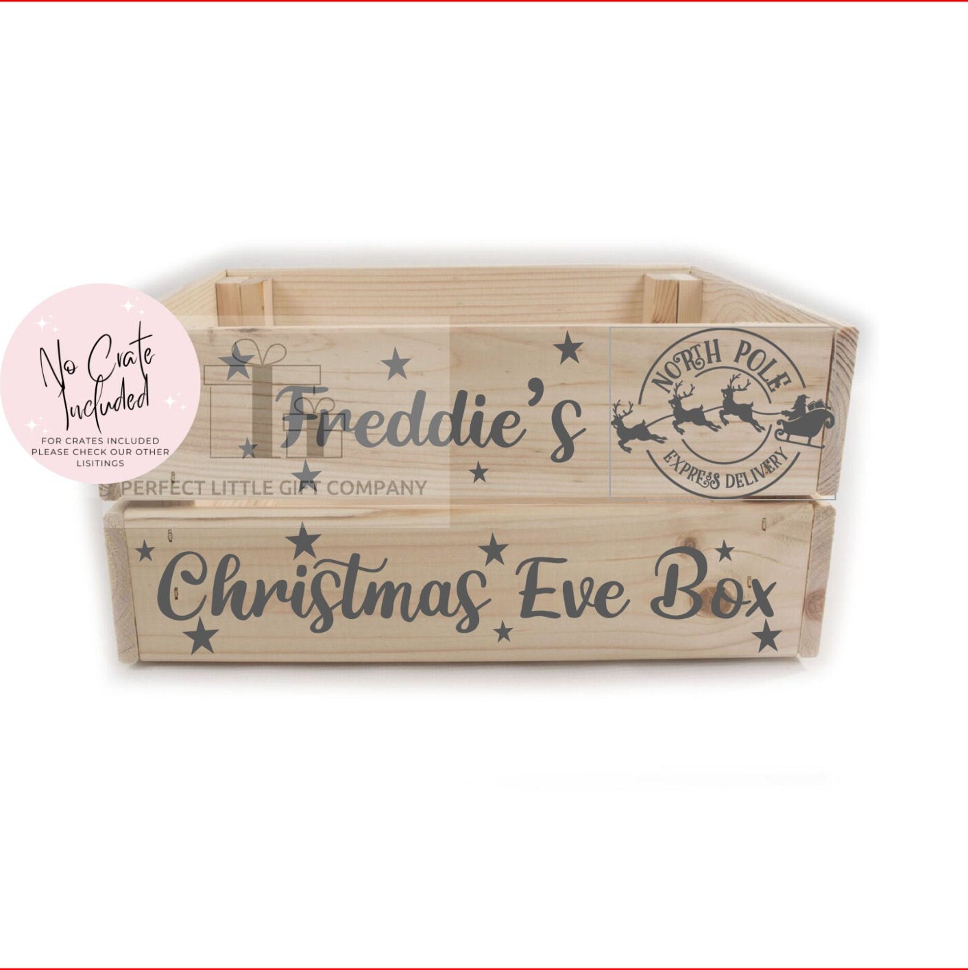 Christmas Eve Box Crate Decal Vinyl Only in Grey